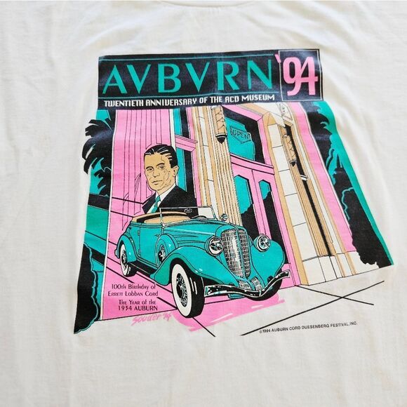 Vintage Auburn Cord Duesenberg Car Museum 1994 Festival Graphic Tee T-Shirt XL - Picture 4 of 11